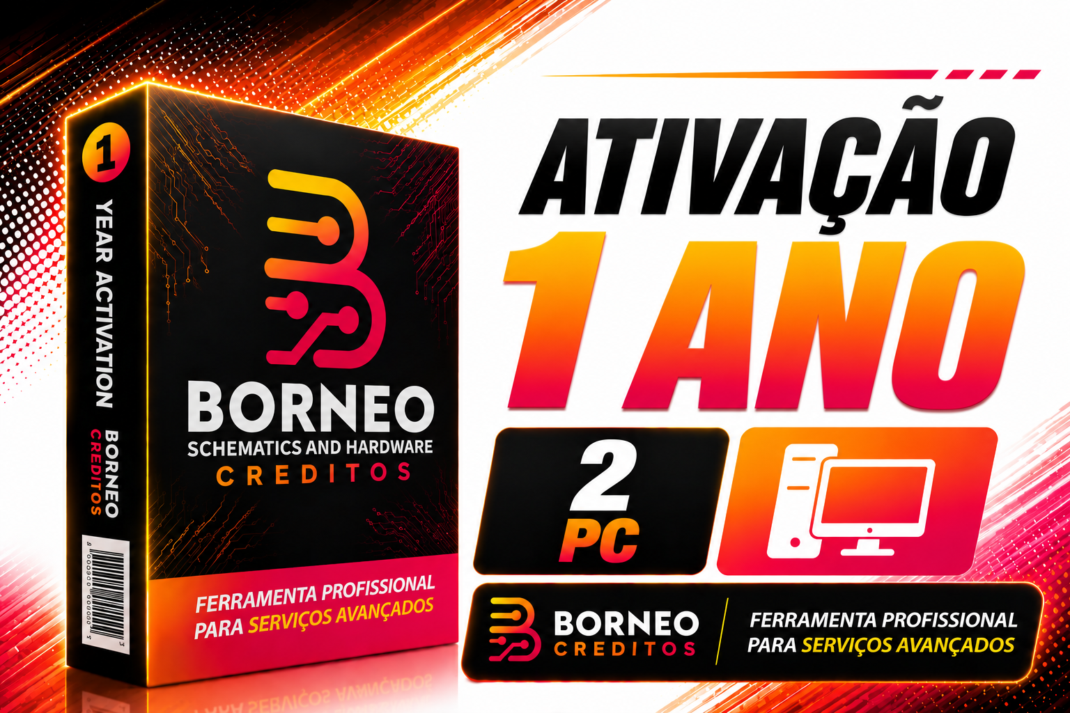 BORNEO ESCHEMATICS - ATIVAÇÃO OU RENOVAÇÃO[ 1 ANO / 2 PC ]